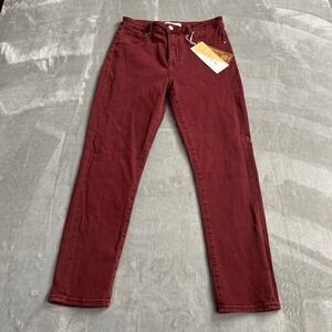 Risen Jeans 7/28 Wine High Rise Straight Skinny Stretch Dark Wash Denim Pants